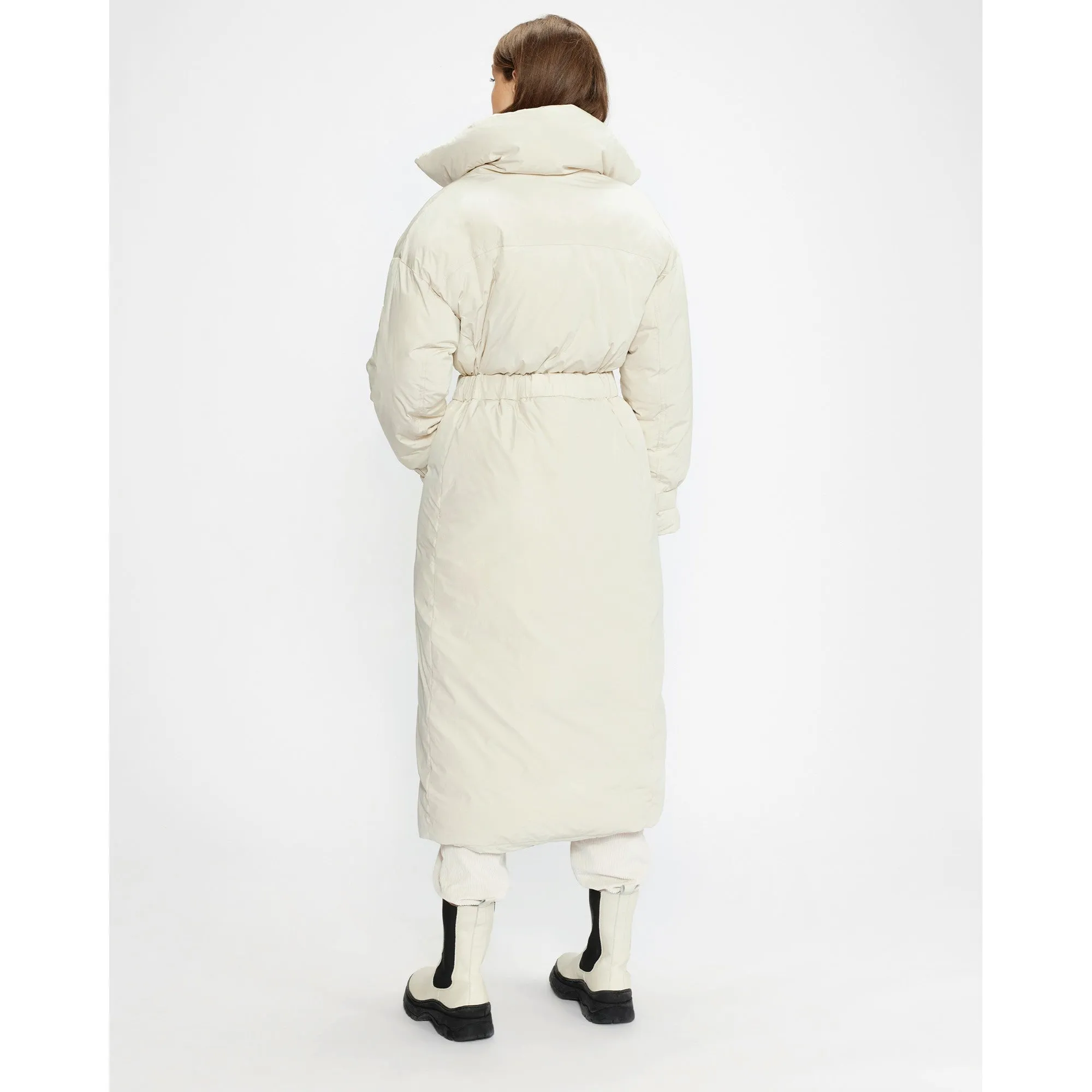 Women Wmo-Aliccee-Long Belted Puffer Jacket - White