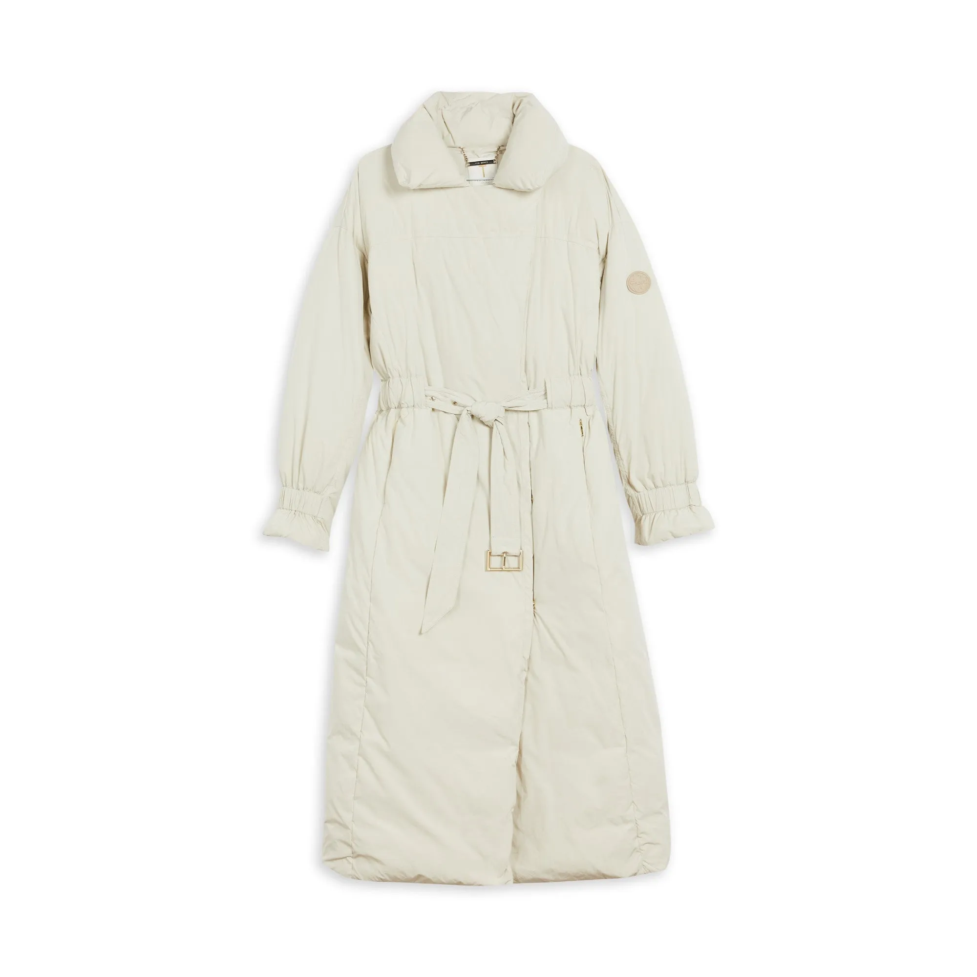 Women Wmo-Aliccee-Long Belted Puffer Jacket - White