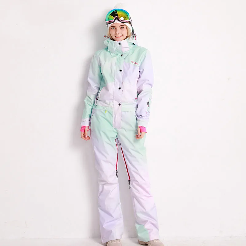 Women's Blue Magic Winter Colorful All In One Piece Ski Jumpsuit Winter Snowsuits