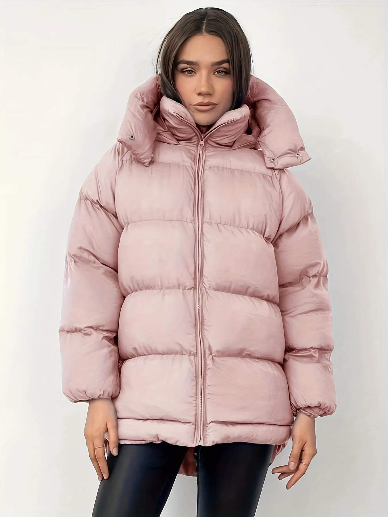 Women's Elegant Quilted Winter Coat Jacket with Hood and Zipper | Ideal for Autumn/Winter