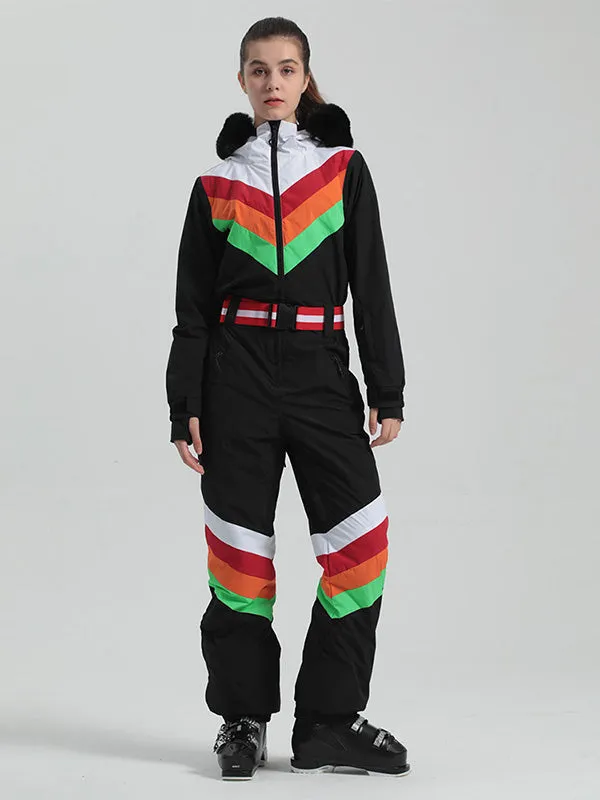 Women's Gsou Snow Padded V Stripe Ski Suit