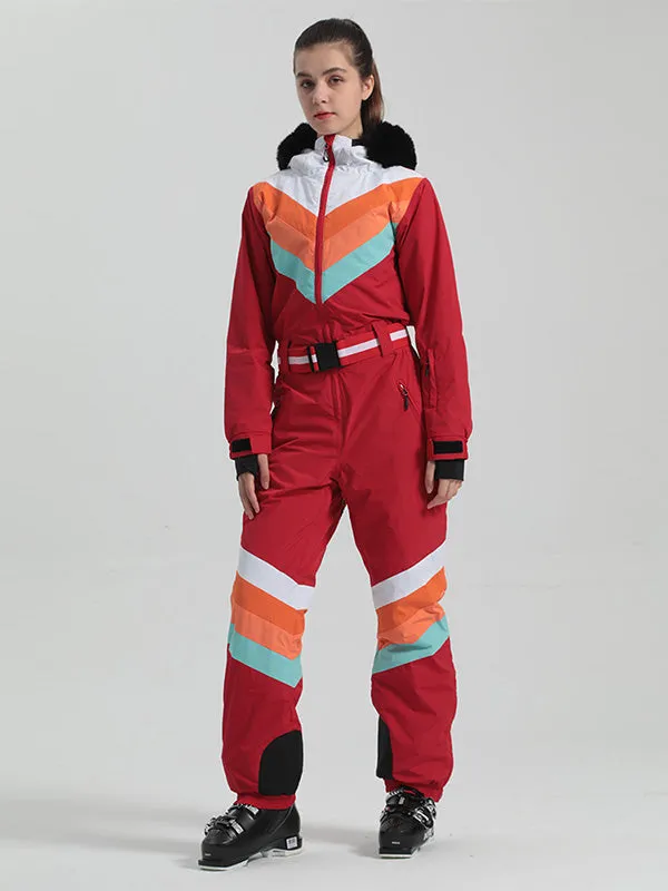 Women's Gsou Snow Padded V Stripe Ski Suit