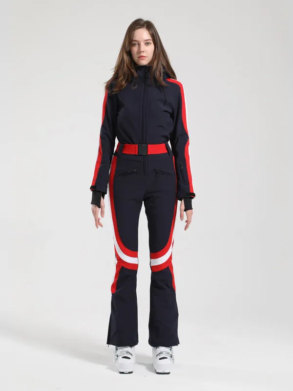 Women's Gsou Snow Retro Stripe Flare Ski Suit