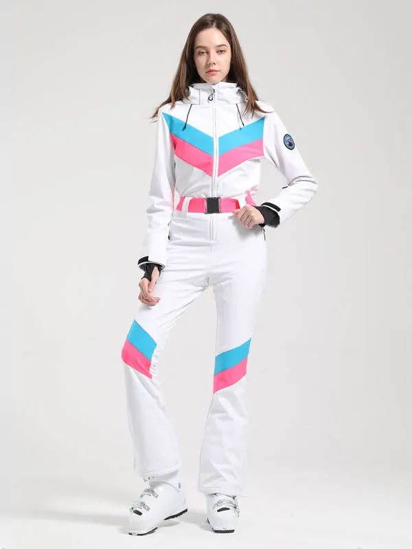 Women's Gsou Snow Retro V Striped Flare Ski Suit