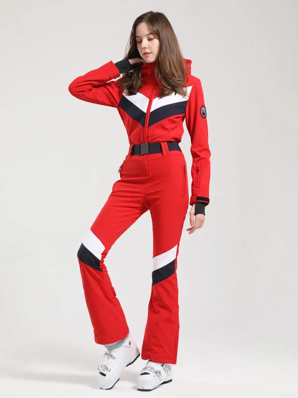 Women's Gsou Snow Retro V Striped Flare Ski Suit