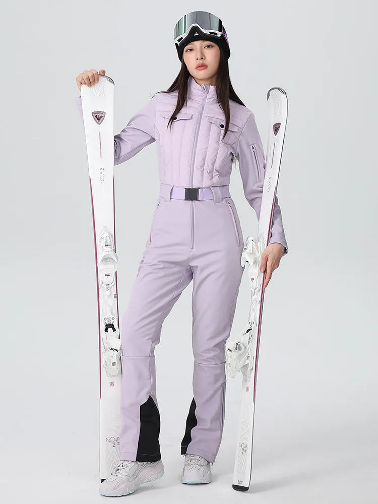 Women's One-piece Slim Ski Suits High elasticity Snow Jumpsuit