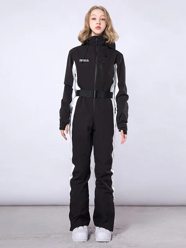 Women's RAWRWAR Chic Belt Ski Suit One Piece