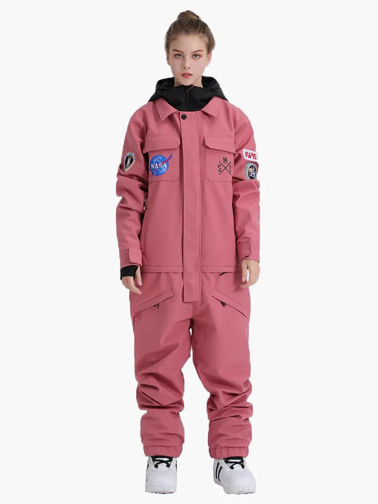 Women's Slope Star Pink One Piece Snowboard Suit Jumpsuit