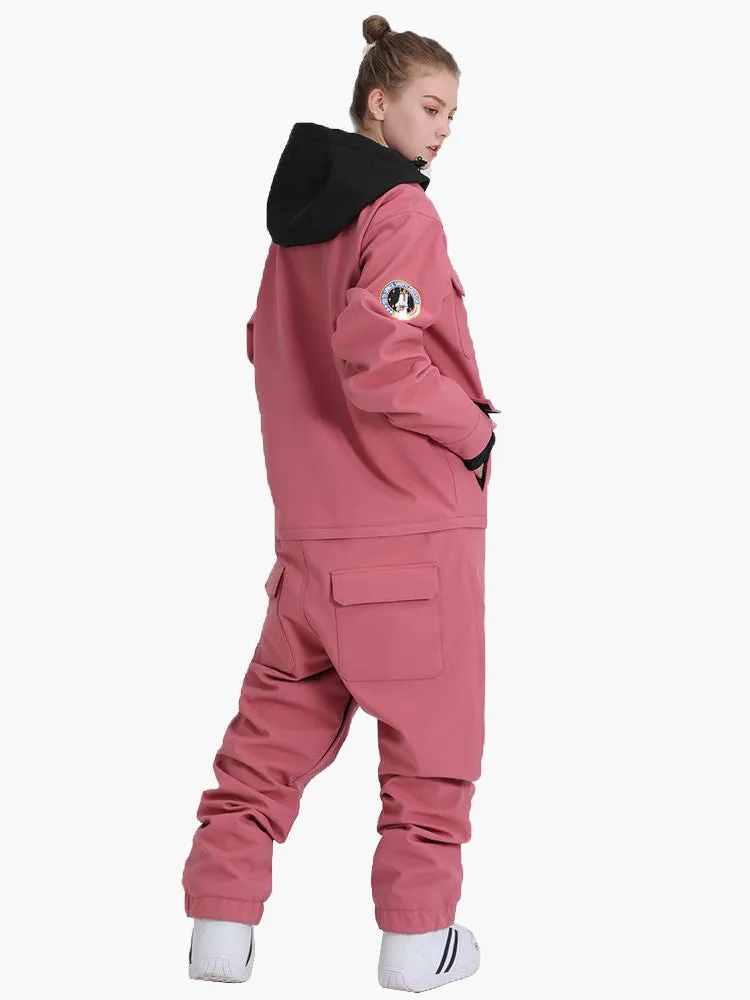 Women's Slope Star Pink One Piece Snowboard Suit Jumpsuit