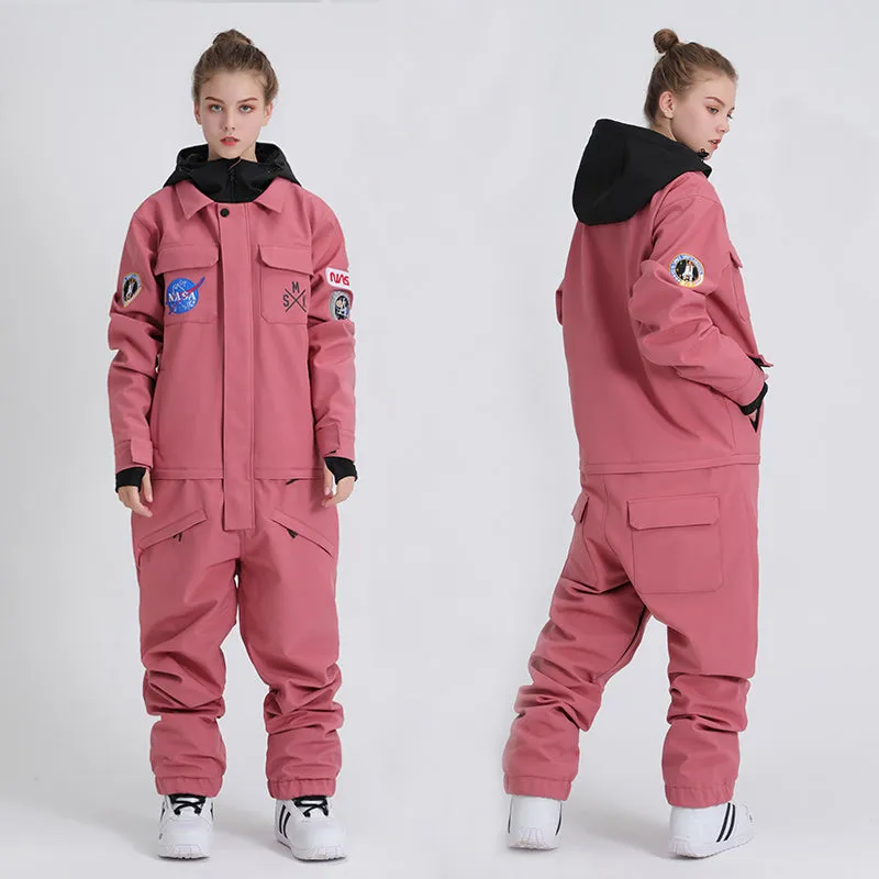 Women's SMN Slope Star Nasa Icon One Piece Ski Suits Winter Jumpsuit