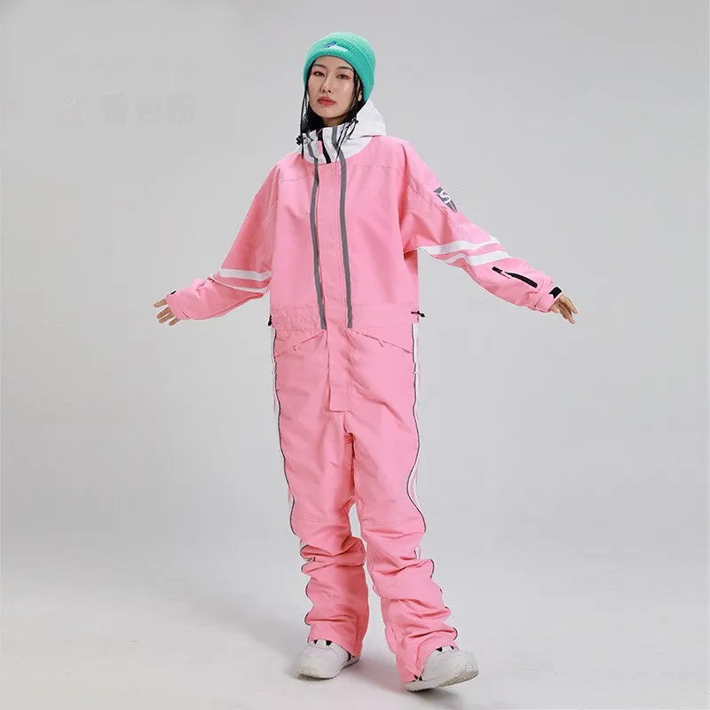 Women's Winter Fashion One Piece Ski Jumpsuit Overall Snowsuit