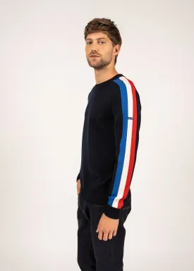 Wool raglan sleeve jumper - SAINT JAMES x Elysée (NAVY/GITANE/ECUME/TULIPE)