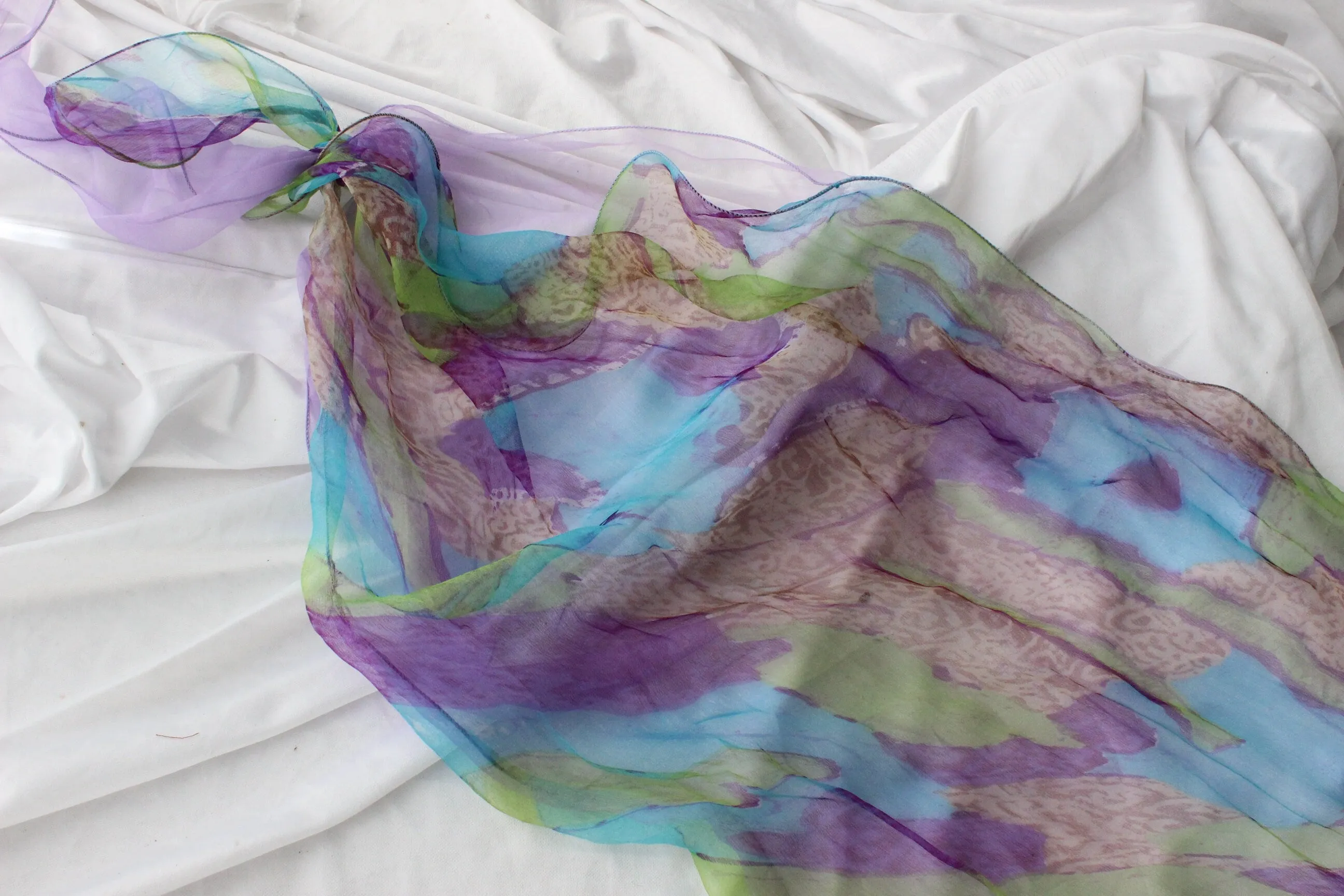 Y2K Pure Silk Chiffon Experimental Sheer Scarf Top