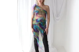 Y2K Pure Silk Chiffon Experimental Sheer Scarf Top