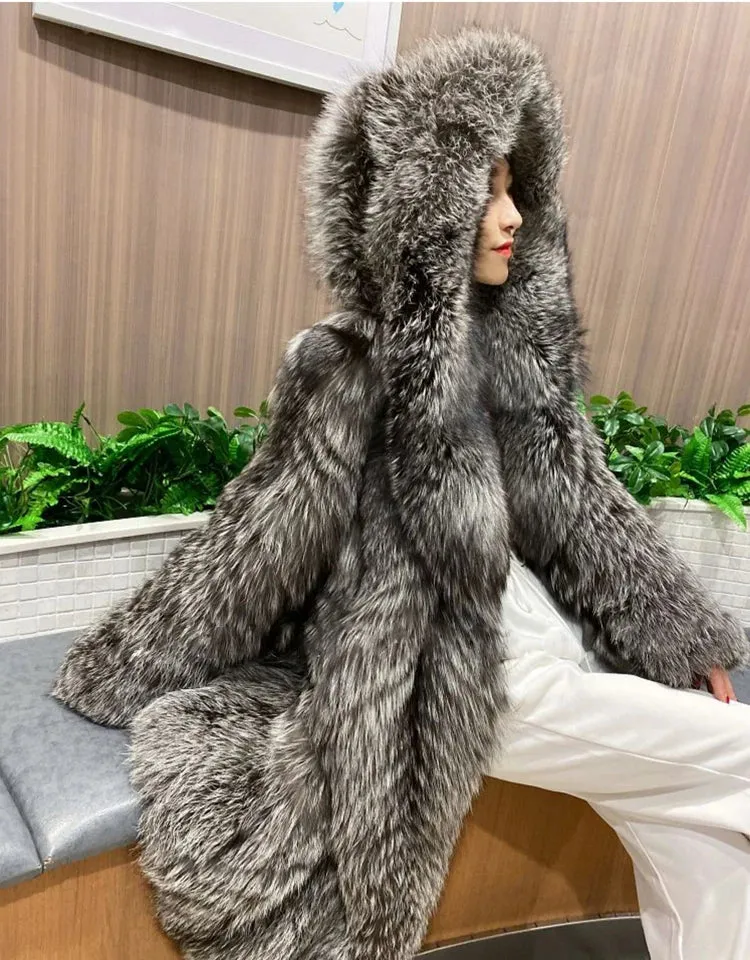 Yoko Hooded Fur Coat 🧥