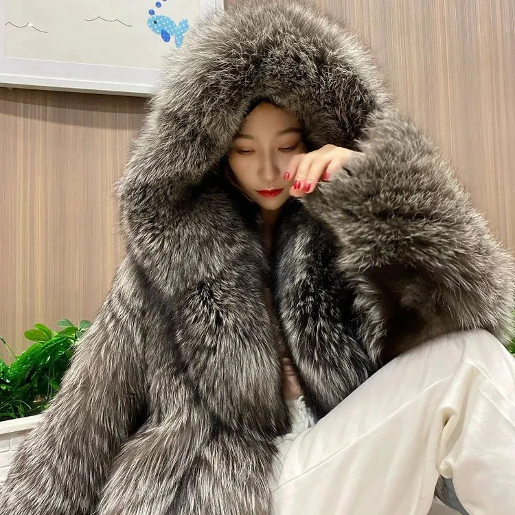 Yoko Hooded Fur Coat 🧥